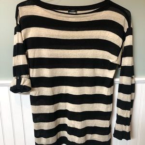 J. Crew Cream/black striped light sweater (S)